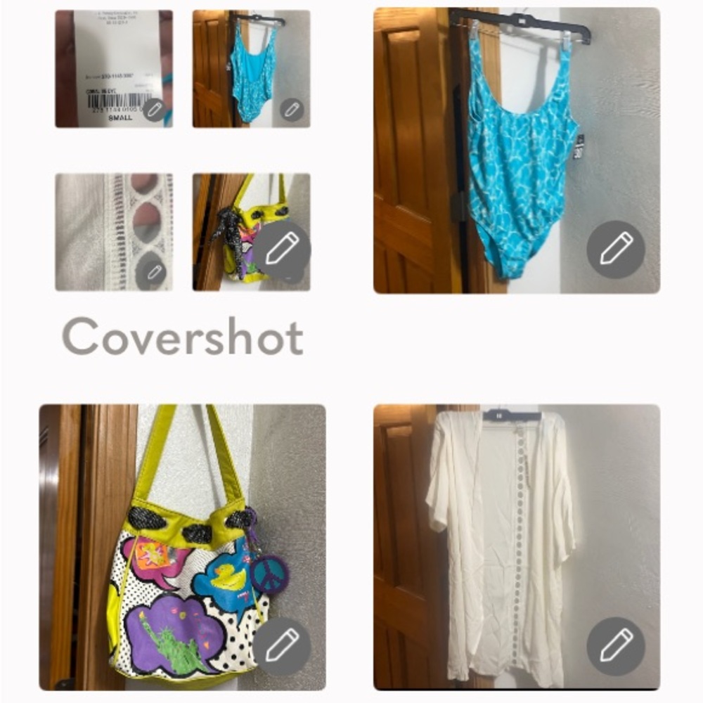 Poolwater Swimsuit & Moral Fiber Rayon Beach Coverup szS+NYC👜🗽🐥🎲🖍️💛